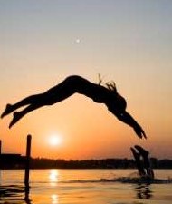 Diving at Sunset